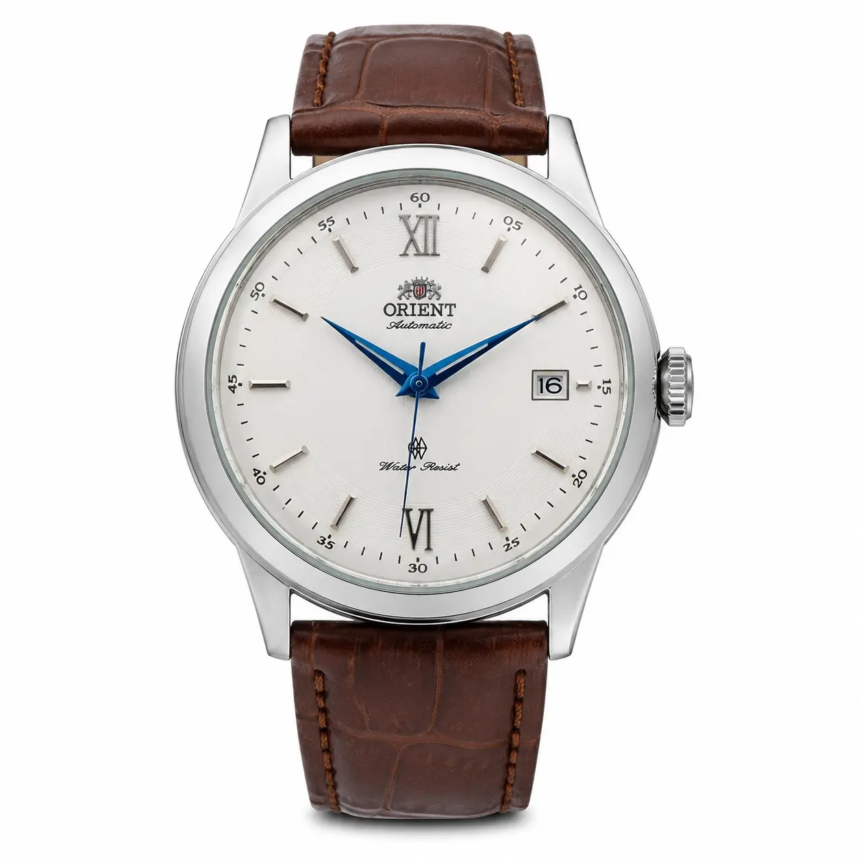 AAA Grade  ORIENT Men's Classic Automatic Mechanical Watch, Roman Numeral Marker, Date Window, Textured Dial, Optional Leather Strap / Stainless Steel Bracelet, Business Dress Wristwatch | Reloj Automático Hombre, Correa de Cuero o Acero Inoxidable