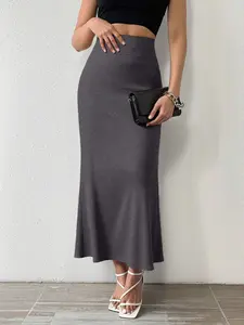 High Waist Long Dress, Slim-Fitting Elegant Casual Style, Wedding Guest/leisure Business Wear, Fall & Winter Fashion