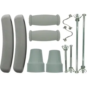 Replacement Crutch Pads，QingTD Padding for Walking Arm Crutches,for Adults,for armpits,Hand Grips,and Feet Caps,Fits Standard Aluminum Crutches 6 Pieces-Set (Gray)