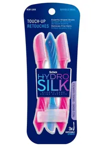 Schick Hydro Silk Touch-Up Dermaplaning Razor for Women – Face & Eyebrow Precision Hair Remover, Peach Fuzz & Brow Shaping Tool, 3-Count