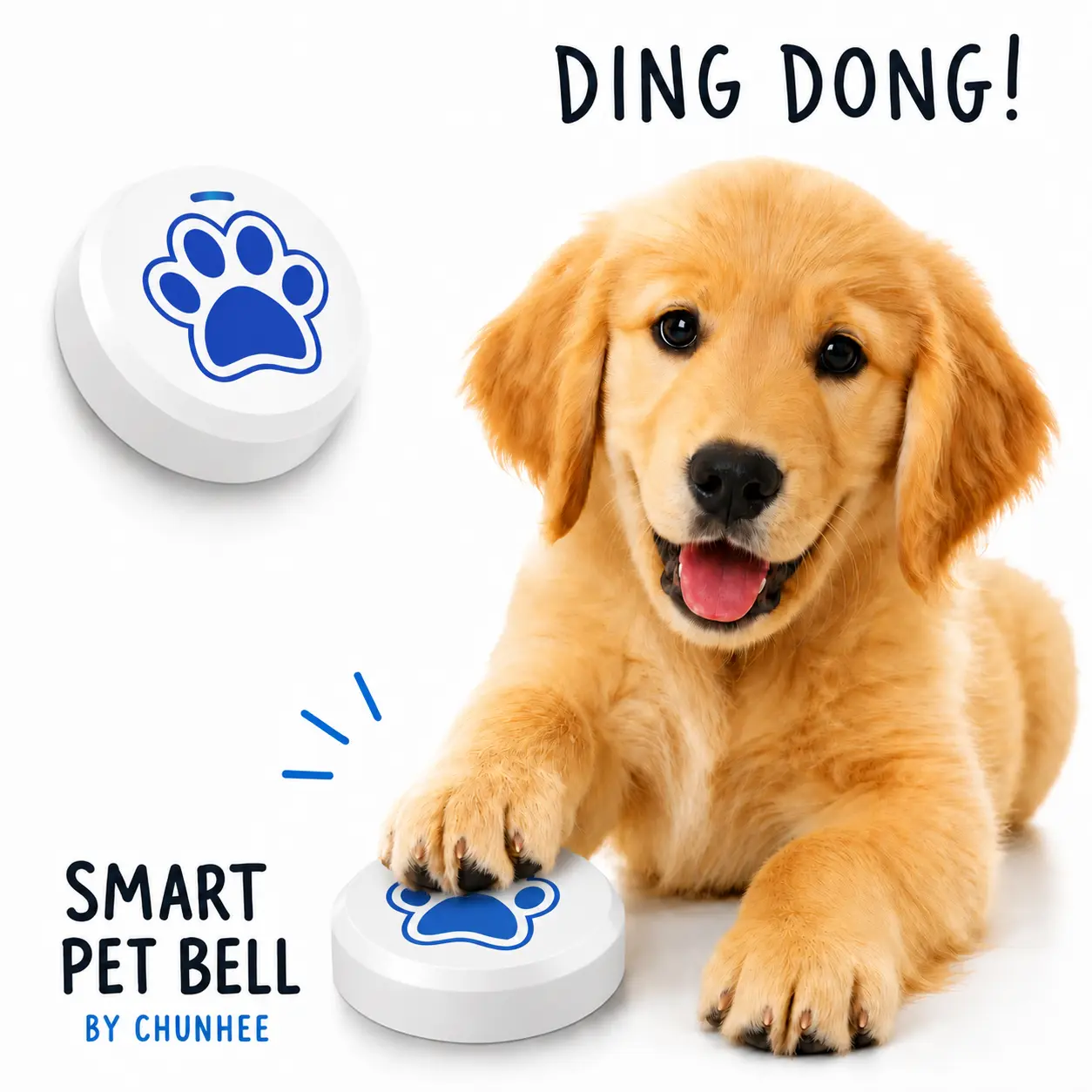 ChunHee Dog Door Bell - Adhesive Wall/Floor Mountable, Chew-Proof Pet Training Bell for Apartments with 36 Sounds & Adjustable Volume