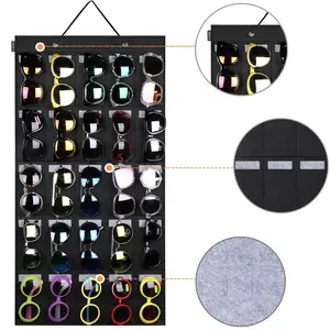 Sunglasses Storage Lanyard Organizer with 15 or 25 Felt Slots, Sturdy Eyeglasses Display for Easy Access and Travel, Glasses Holder
