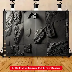 2D Flat Printing Backdrop Banner 1pc, Light On Stone Wall Vibrant Polyester Background Cloth for Family Party, Wedding, Birthday, Christmas, Thanksgiving, Fall, Entryway, Room Decorations, Easy to Set Up, Reusable