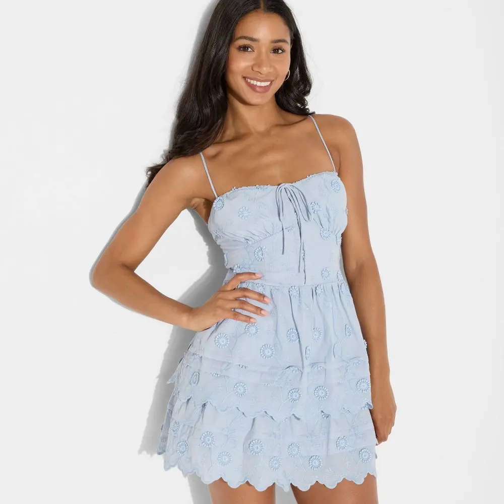 Women's Embroidered Mini A-Line Dress - Wild Fable - TikTok Shop