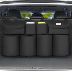Car Trunk Organizer UPGRADE with 8 Large Compartments, High-Density 6x6 Oxford Fabric, Before & After Comparison Car Trunk Organizer, Trunk Organizer for SUV, Backseat Car Organizer Car Organizer Oxford Trunk Organizer Back Seat Car Storage Organizer 1