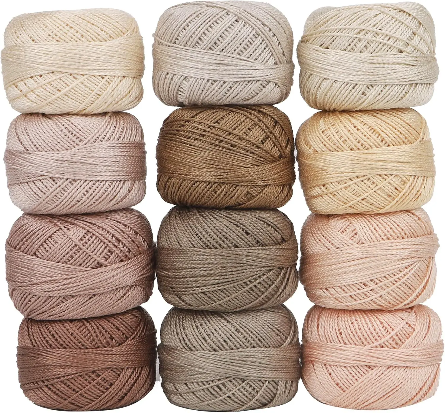 Size 8 Double Mercerized Egyptian Long Staple Cotton Pearl Thread 12 Gradient Colors per Box 5 Grams Ball Rainbow Color Embroidery Thread for Crochet Cross Stitch Hand Embroidery (12P) Gift