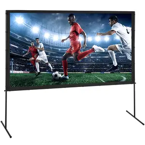 VEVOR Projector Screen with Stand, 100 inch 16:9 4K 1080 HD Outdoor Movie Screen with Stand, Wrinkle-Free Projection Screen with Bar Feet and Carry Bag, for Home Theater Cinema Backyard Movie Night