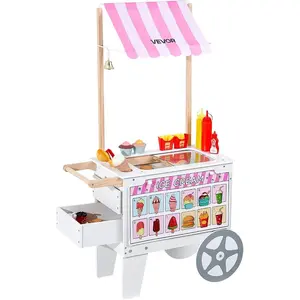 VEVOR 20+ PCS Accessories, Pretend Play Ice Cream Shop Kitchen Food Toys with Ice Cream Cone Popsicle, Awning Freezer, Storage Drawers Flipping Menus, For Kids Aged 3-7VEVOR Super Brand Day