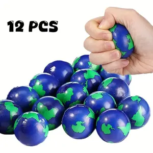 Roylanz 12pcs Earth Squeeze Balls, Anxiety Fidget Stress Relief Fidgeting Soft Foam Toy, Gift for Kids, Christmas Holiday Birthday Party Favors, Finger Exercise, Stress Relief Tools