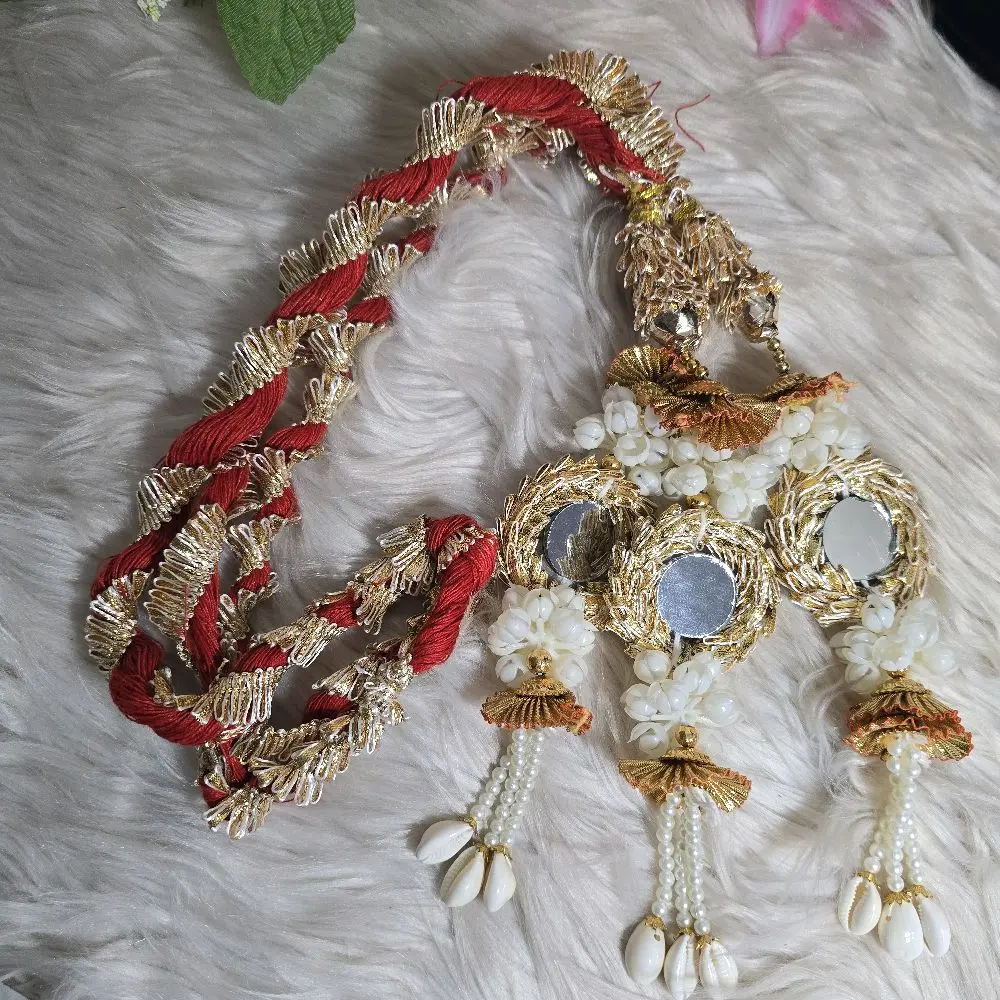 Traditional Punjabi Heavy Paranda with Mirror Accent for Women's Hair Accessories
