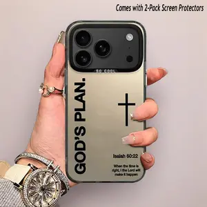God's Plan Cross Inspirational IMD Laser Phone Case, for iPhone 17 Air 16 15 14 Plus 13 12 11 Pro Max XR XS ,TPU + PET Hybrid Shockproof Cover with 2 Pack Screen Protectors , Ideal Gift for Family & Friends