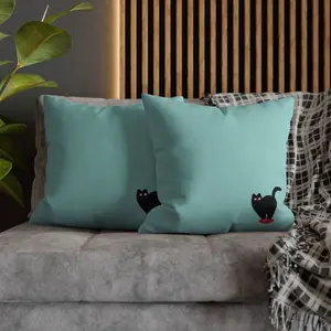 Textured Black Cat Pillow Covers, Delicate Cartoon Printed Pillow Cases, Delicate and Skin-Friendly, Gentle Decorative Pillow Covers, 1 Pair (without Filling), 17.71×17.71 Inches.