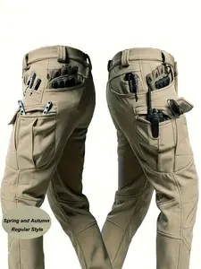 Spring and Autumn Men's Tactical Work Pants, equipped with multiple pockets, made of wear-resistant Stretch fabric, soft and breathable, suitable for casual outings, camping, fishing, outdoor sports, and daily work and casual wear.