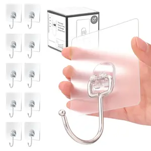10 Pcs Adhesive Hooks, Heavy Duty Wall Hook, Waterproof Wall Hook for Bathroom Kitchen Use