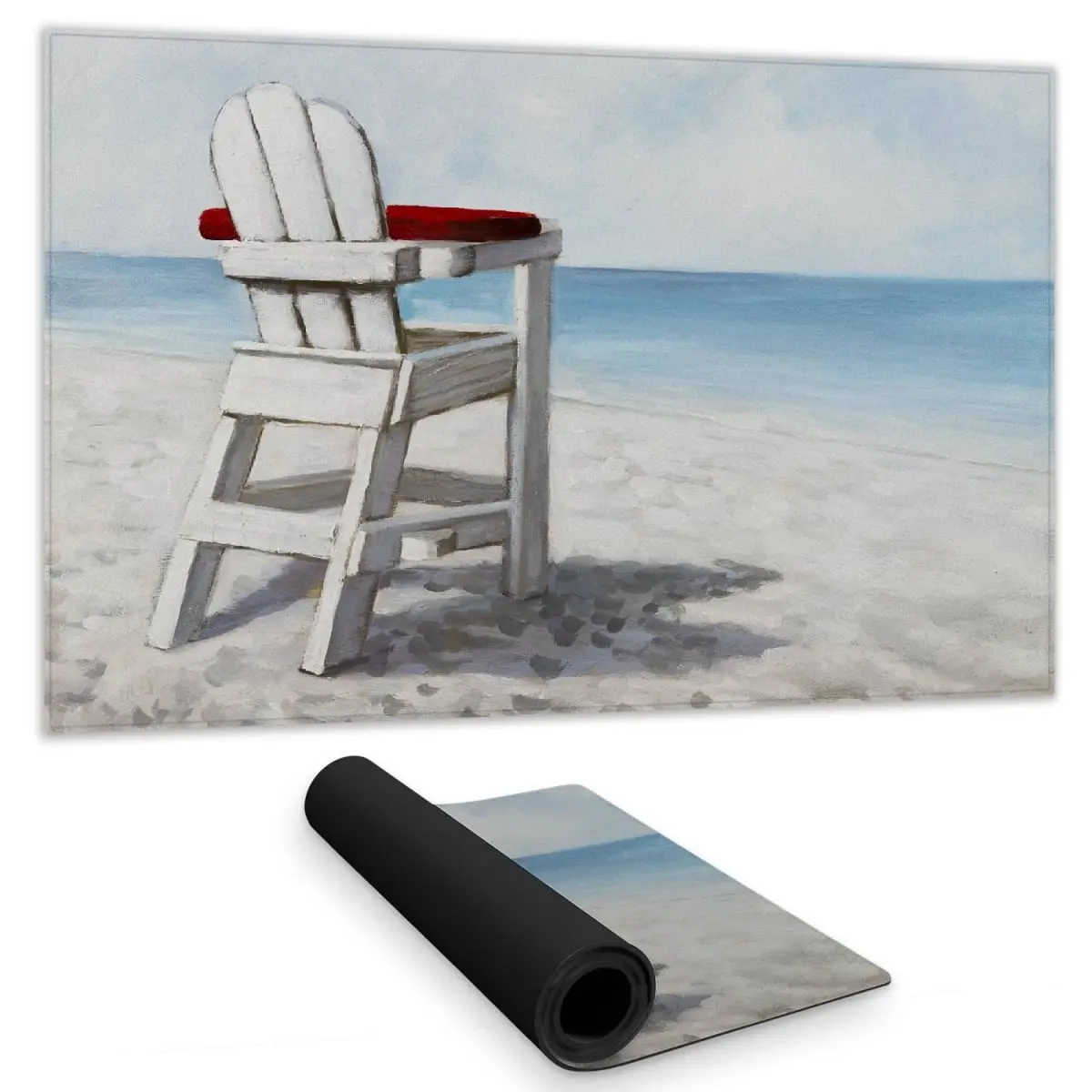 Begin Home Decor C1DM1424ATAJ8R 14 x 24 in. Blue Contemporary Bedroom Desk Mat - White Beach Chair Decor