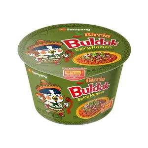Buldak Pack of 6 Birria Hot Chicken Spicy Flavor Korean Instant Ramen Noodle Big Bowl Easy Prep Convenient
