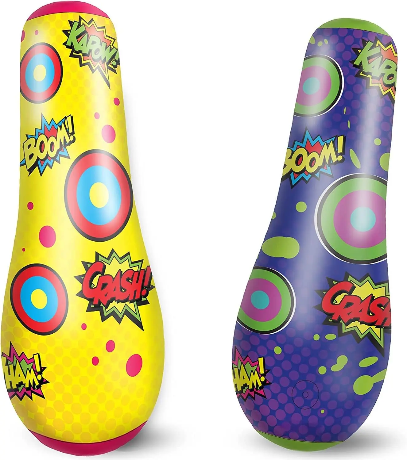 2 Pack Inflatable Bopper Punching Bags for Kids, 47-Inch Bounce-Back Inflatable Punching Toys with Weighted Base for Indoor & Outdoor Play