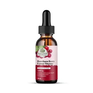 Amazing Botanicals Organic Edible Hawthorn Berry Extract Tincture - 3000mg Strength, 30ml/1oz Natural Dietary Healthcare Immune Support Wellness Supplement