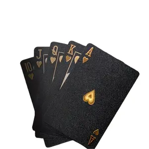 Waterproof Black & Golden Foil Playing Cards - Durable Plastic Poker Deck with Durable Construction and Bold Aesthetics for Tabletop Games