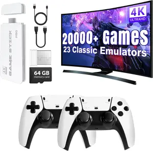 Video Game Console Retro TV Stick 64G 4K HDMI 2XWireless Controller 20000+ Games