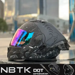 Nbtk Flip-Up Full Face Motorcycle Helmet, Abs Material with Eps Cushioning, Multiple Ventilation Ports, Removable Liner, Unisex All-Season Use