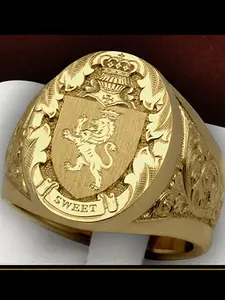 Crown Lion Shield Badge Ring for Man and Women , Stylish Accessory for Everyday Wear, Perfect Gift Idea for Him Her, Unique Design Jewelry, Statement Rings, Engraved Ring