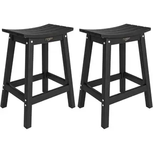VINGLI 24/29 Inch Outdoor Bar Stools Set of 2, HDPE Weather Resistance Counter Height Bar Stools Durable Heavy Duty Patio Chairs for Bar Deck Balcony Kitchen Counter and Yard