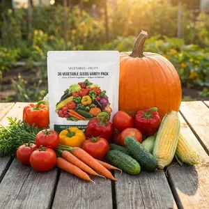 30 Kinds of Vegetable Seed Bundle - Non-GMO Safe Seeds (25k+ Count), Suitable for Indoor Gardening & Outdoor Planting, All-Category Coverage