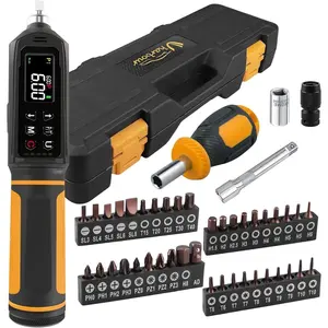 Digital Torque  0.09-6Nm, Torque  Set with 1/4" Elastic Bit Holder, Extension Rod, Flat, Hex, Torx and  Bits, Suitable for Gunsmithing, DIY,  Maintenance
