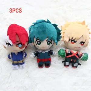 3pcs 10CM Hero Academy Cartoon Animation Green Valley Lzuku Doll Blasted Frozen Plush Pendant Ragdoll Male And Female PlushToy