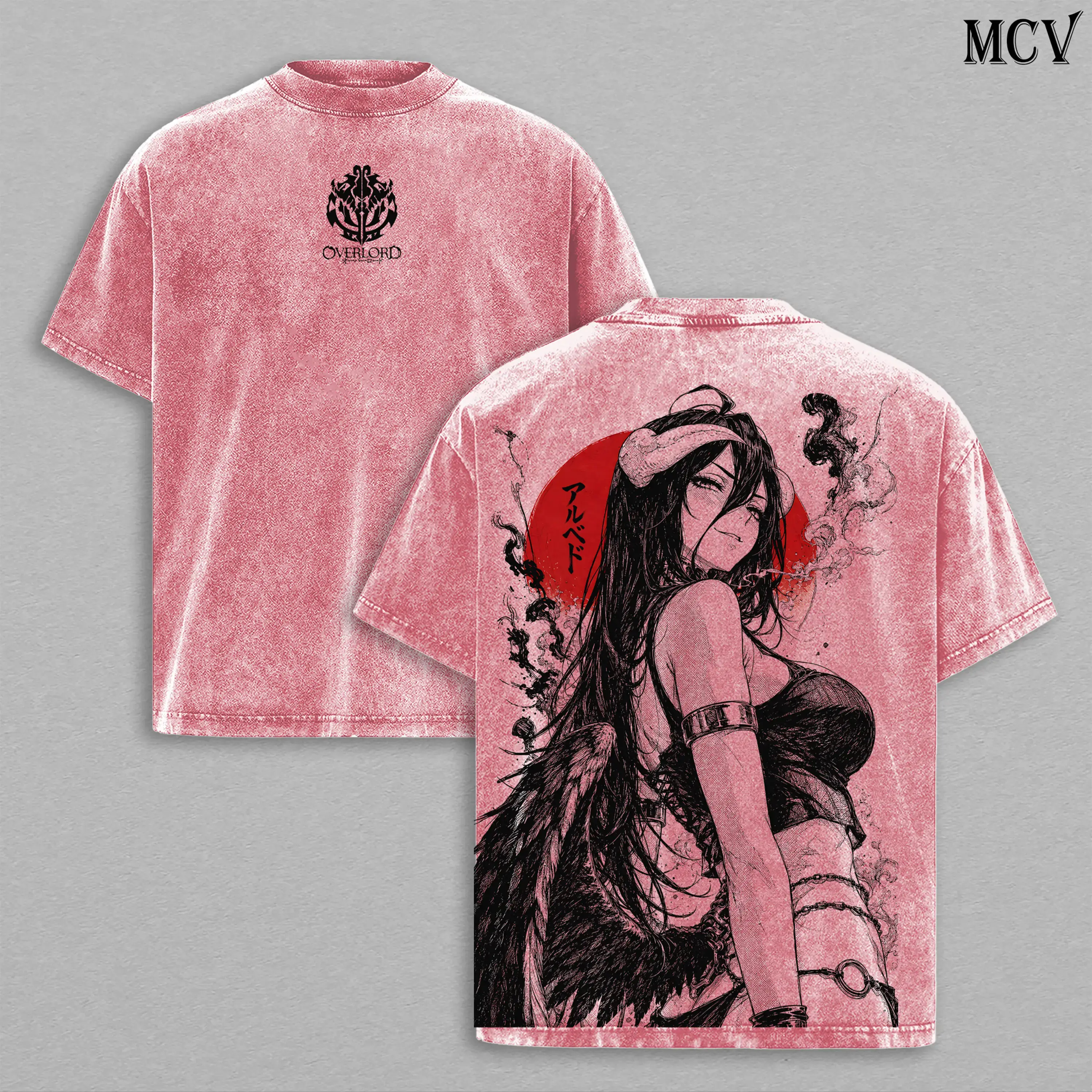 Overlord Anime Shirt | Albedo Graphic Tee | Heavyweight Cotton Washed Shirt | Vintage Manga T-shirt Oversized Streetwear Clothes Unisex