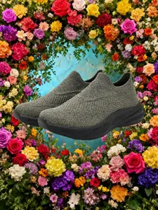 Men Women Anti-Slip Elevator Sneakers Breathable One-Click Slip-On Walking Shoes, Lightweight Patchwork Textile Low Top All Seasons