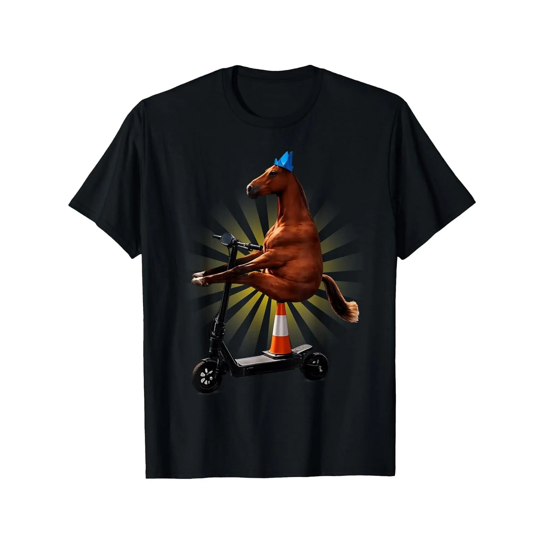 Funny Horse Riding Scooter Brainrot Meme T-Shirt Cotton Clothing