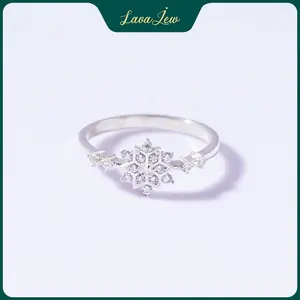 LavaJewelry Luxury Flower Snowflake Ring, Sterling Silver Ring, Flower Ring, Ring for Women, Girl