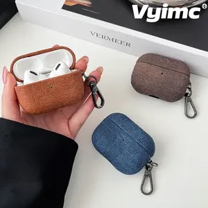 Fashion Matte PU Leather Hook Earphone Case For Apple Airpods 1 2 3 4 Pro 3 2 Wireless Bluetooth Earphone Anti Scratch Cover