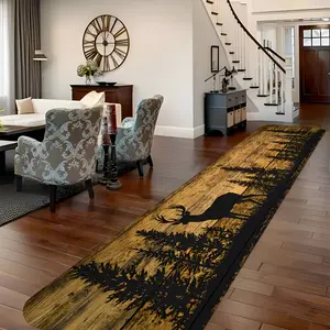 Luxurious Forest Deer runner carpet with premium velvet texture. Features high-definition printing, double-locked edges for lasting quality. Perfect for bedroom, kitchen, bathroom. Machine washable, anti-slip design. Perfect for home decoration.