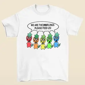 We Are the Sproutlings Please Feed Us Dandy’s World T-Shirt Fun Quirky Series Fan Design