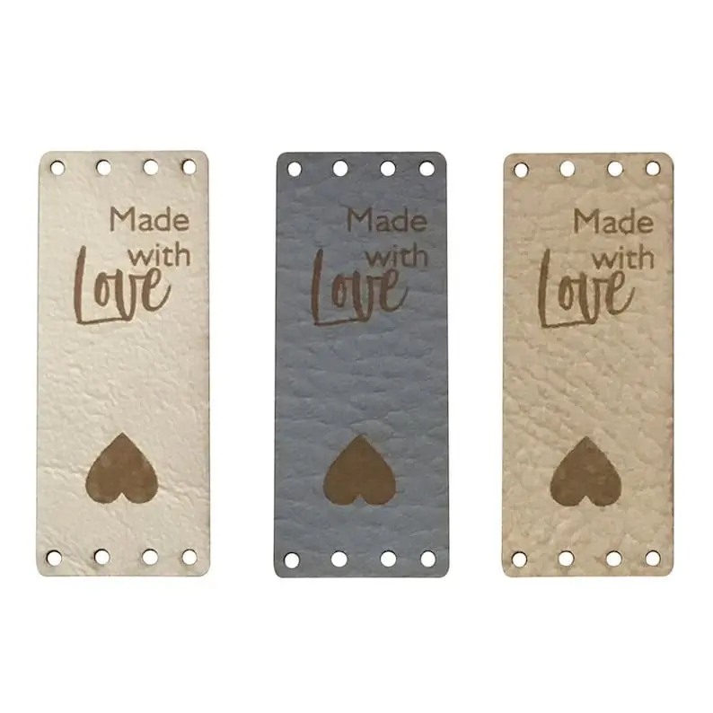 Personalised 20mm x 50mm Rectangle Centre Fold Foldable Faux Leather labels. Custom leather labels, Tags handmade, Tags Knitting - 001