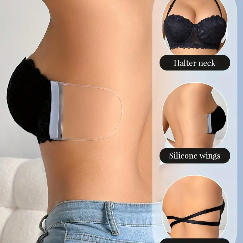 Women's Plus Size Basic Seamless Elegant Lace Underwire Push Up Lift Strapless Bra - Backless, Halter, Detachable Straps, Silicone Side Wings, Anti-Sagging, Anti-Slip for Formal Dresses, Fantasy Occasions, Summer Outfits