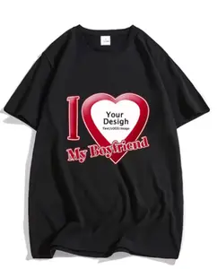 ustom I Love My Boyfriend T-Shirt, Personalized Heart Photo Graphic Tee, Customizable Boyfriend Gift Shirt for Women Men, Casual Couple Top, 100% Cotton