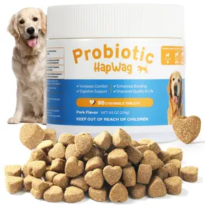 HAPWAG 8-in-1 Dog Probiotics – Gut Health, Digestive & Immune Support Supplement – Pork Flavor Chews for All Breeds (90 Treats)