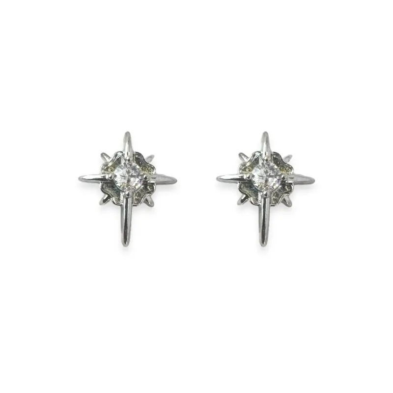 CZ Cubic Zirconia Star Stud Earrings for Men Women Hip Hop Unisex Style