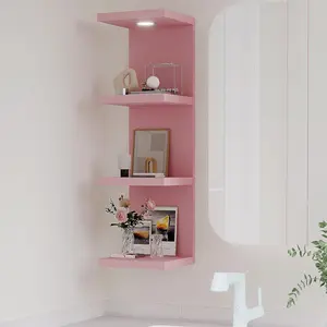 Versatile 4 Tier Wall Shelf Unit, Lack Wall Shelf,Display Floating Shelf with LED Remote Control Light