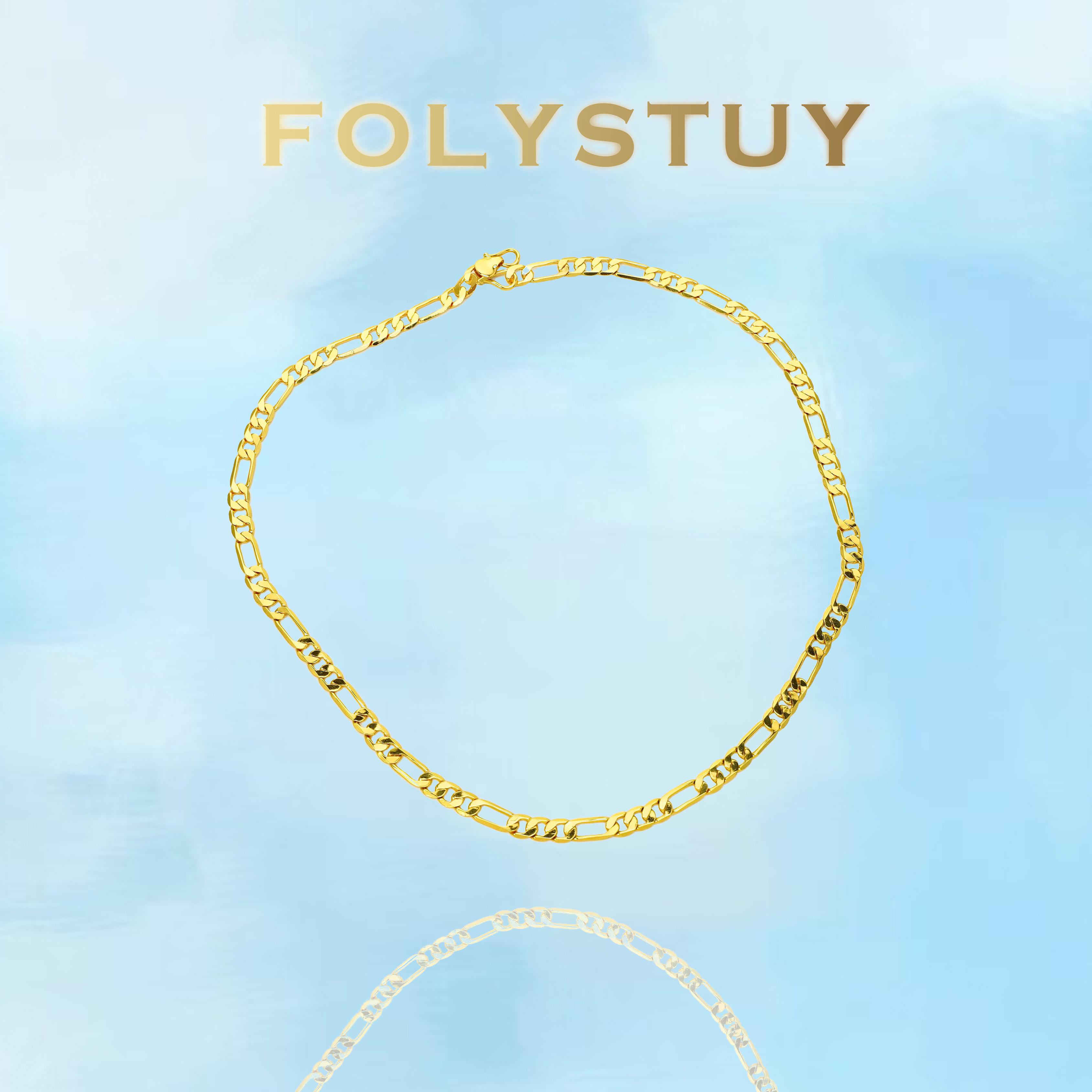 [FOLYSTUY (Y128)]Classic Figaro Link Necklace, 0.28" Width 23.6" Length Everyday Wear Accessory