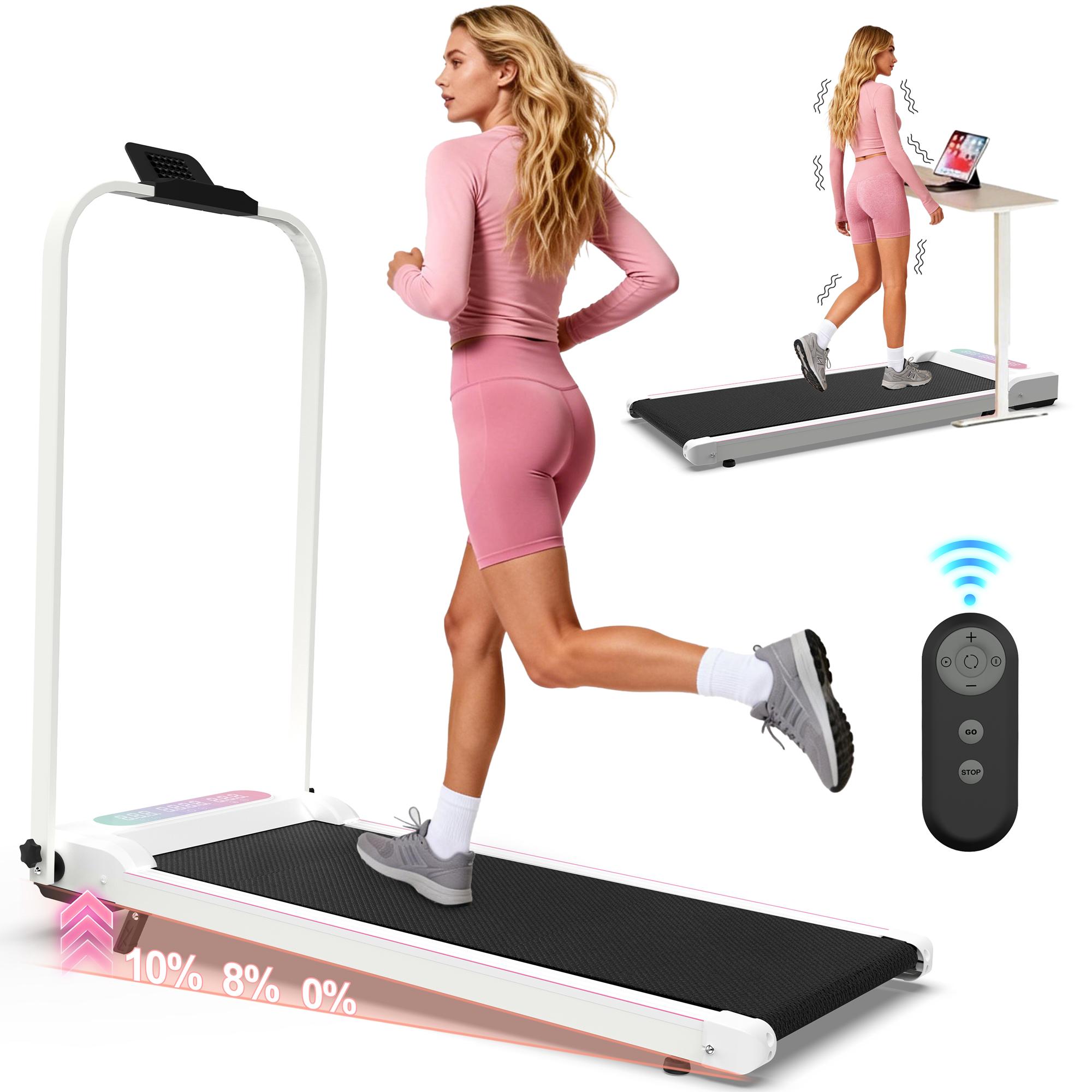 Dufominc 2-in-1 Foldable Incline Treadmill with Handle, Portable Under Desk Walking Pad, Vibration Pad, and Remote Control – Home Workout Gear