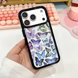 Compatible with iPhone 17/16/15/14 Pro Max Cases Cute and Colorful Butterfly Girl-Style Custom Design Suitable for Women/Girls/Teens Soft Transparent TPU Material Best-Selling iPhone 16 Plus Case