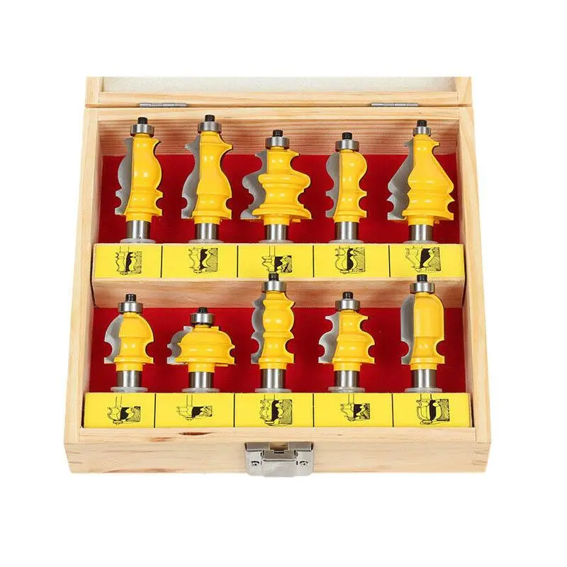 Architectural Molding Router Bit Set - 10 Bit, 1/2" Shank Size, Carbide Tipped Woodworking Tools - Yonico 16101 (for Car Exterior Decoration)