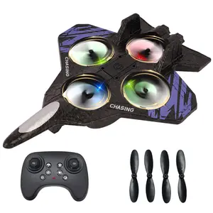 LED RC Jet Plane for Kids Fun 360° Flips Beginner Friendly Remote Control Airplane with Colorful LED Lights and Cruise Mode