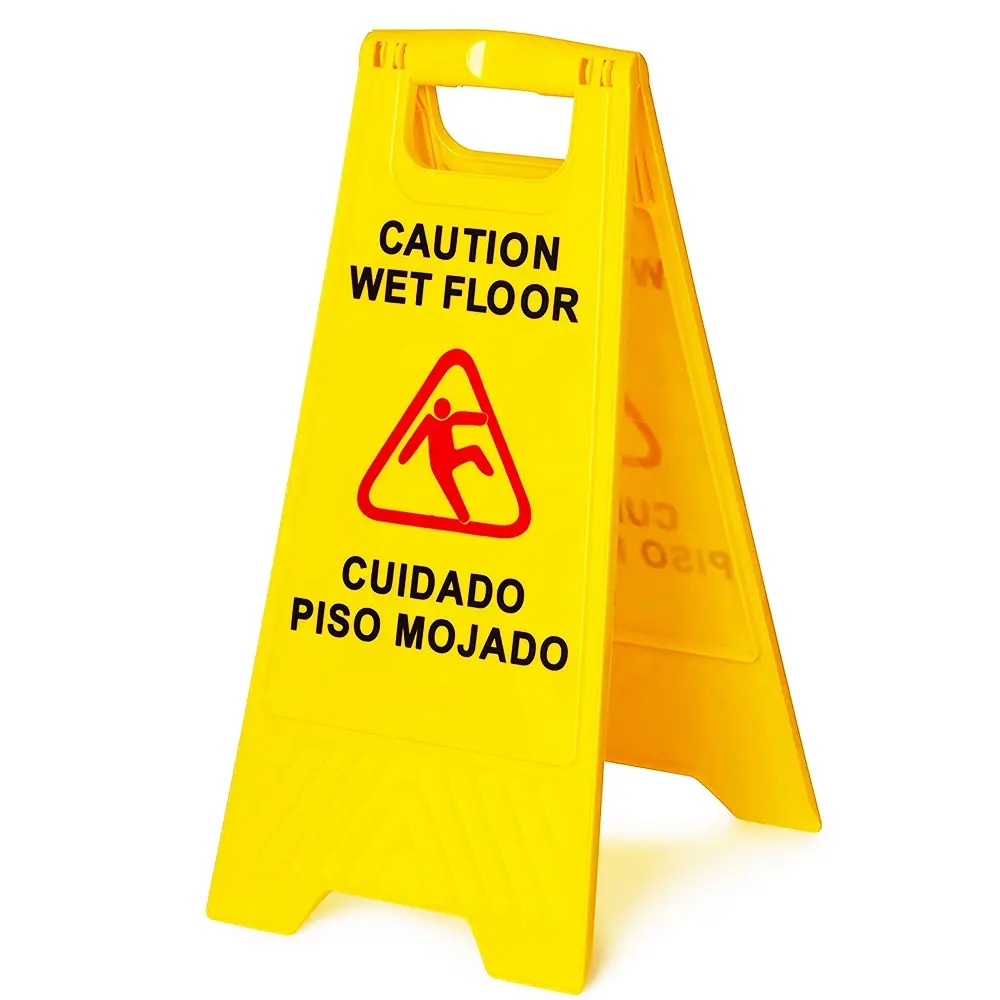 Foldable Portable Wet Floor Safety Sign Board (300x200x610mm), Caution Warning Board for Cleaning, Workplace Maintenance