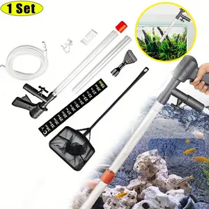 1 Set Aquarium Gravel Cleaner,Vacuum Fish Tank,Vacuum Cleaner Tools for Aquarium Water Changer with Aquarium Thermometers Fish Net Kit Use for Fish Tank Cleaning Gravel and Sand,Hand Tools Kits
